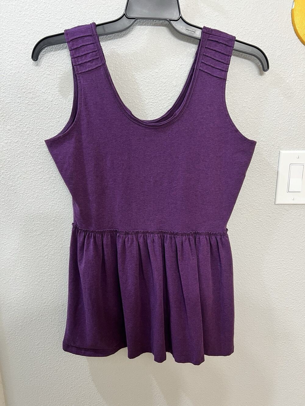Matilda Jane Womens L Purple Babydoll Tunic Tank Top Sleeveless Peplum Stretch